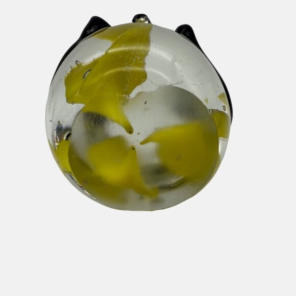 Handcrafted Art Glass Panda Bear Figurine Paperweight Clear Black Yellow 2.75" - Picture 5 of 6